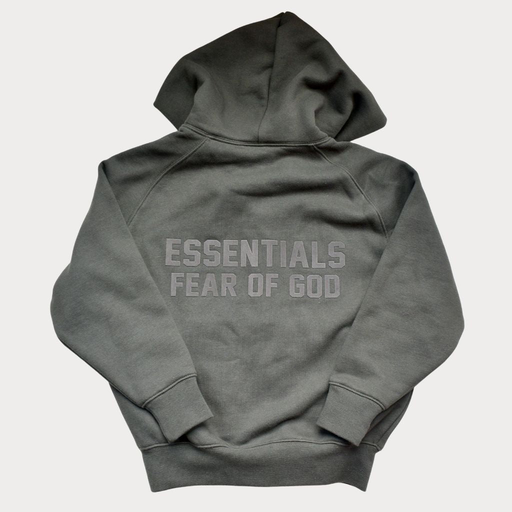 FOG Fear of God Essentials Off-Black Full Zip Hoodie Kids Size 6/7